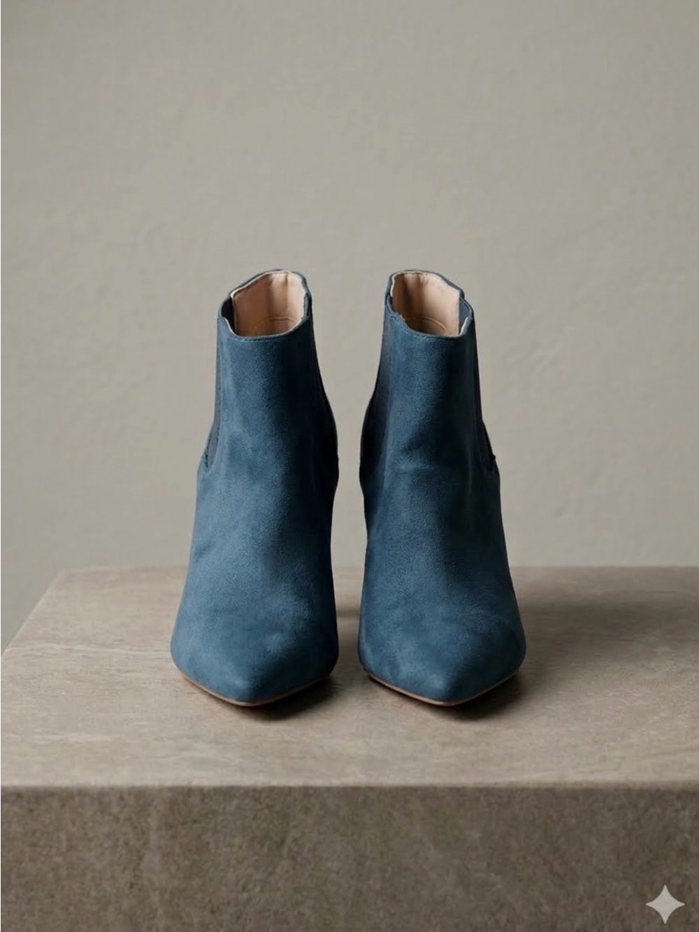 C Comfort Teal Blue Faux Suede Pointed Toe Ankle Boots - Size 6